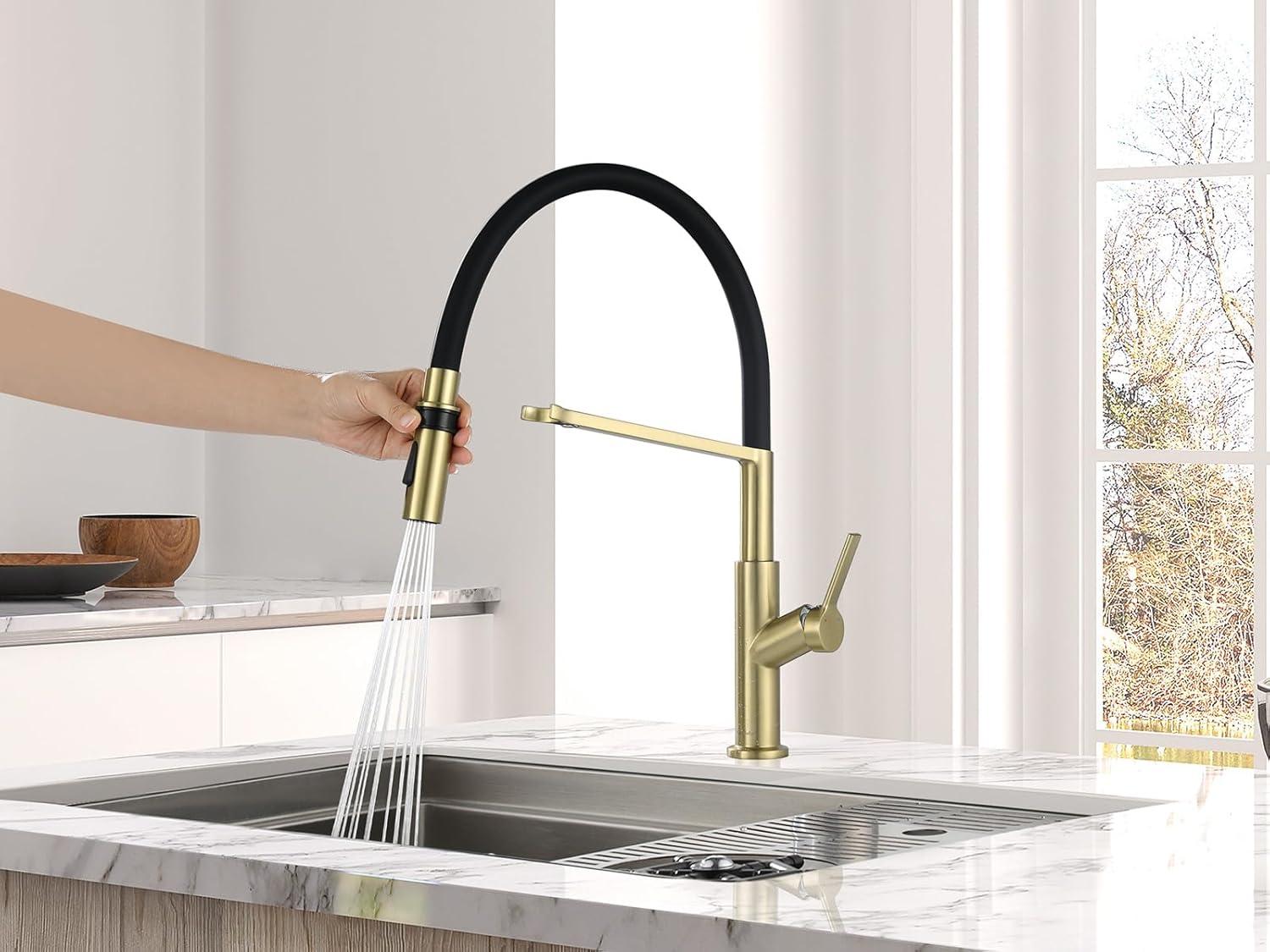AS75CB Champagne Bronze and Black Kitchen Sink Faucet with Pull Down Sprayer Single Handle