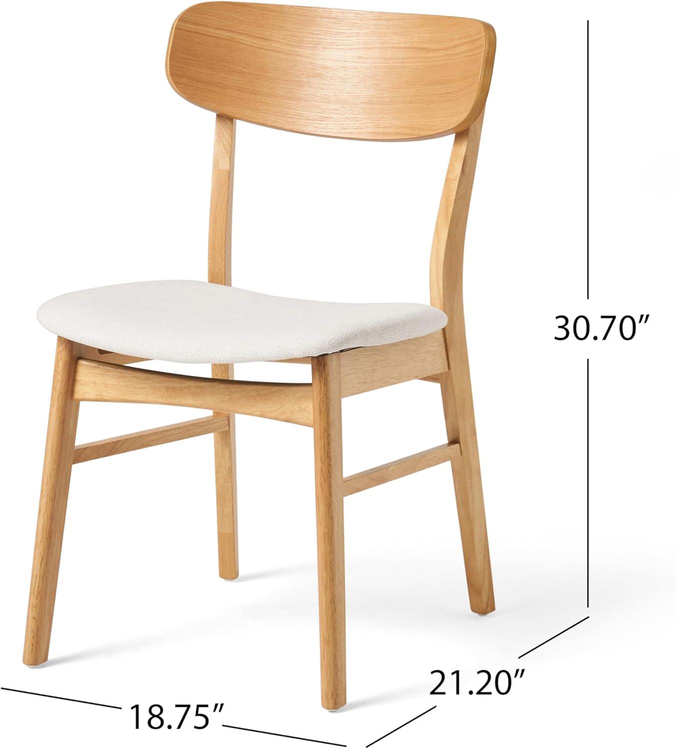 Leona Mid-Century Modern 5 Piece Dining Set, Light Beige and Natural Oak