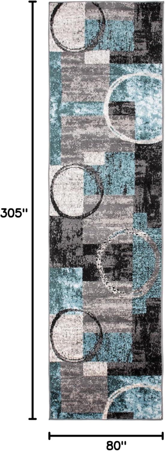World Rug Gallery Abstract Circle Area Rug - GRAY 2'7"x10'