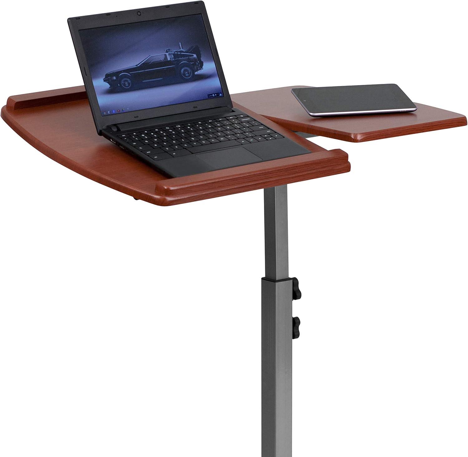 Robertson Angle and Height Adjustable Mobile Laptop Computer Table with Cherry Top