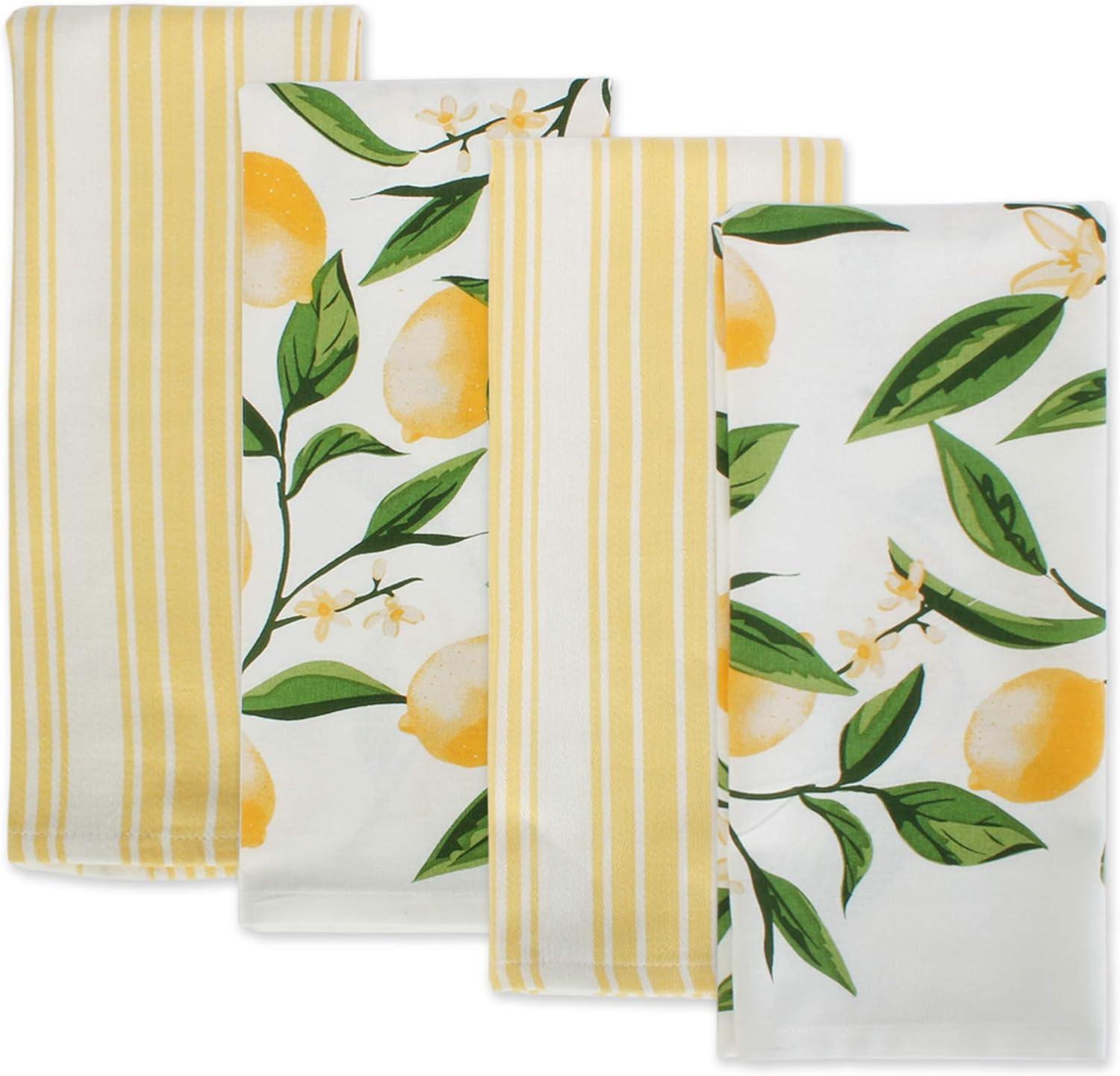 Lemon Bliss Cotton Kitchen Dishtowel Set, 18x28", 4 Pieces