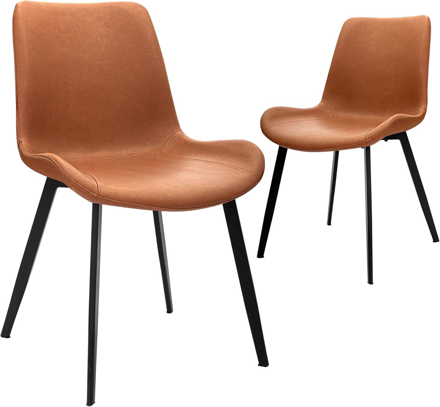 Elegant Brown Faux Leather Side Chair with Metal Legs