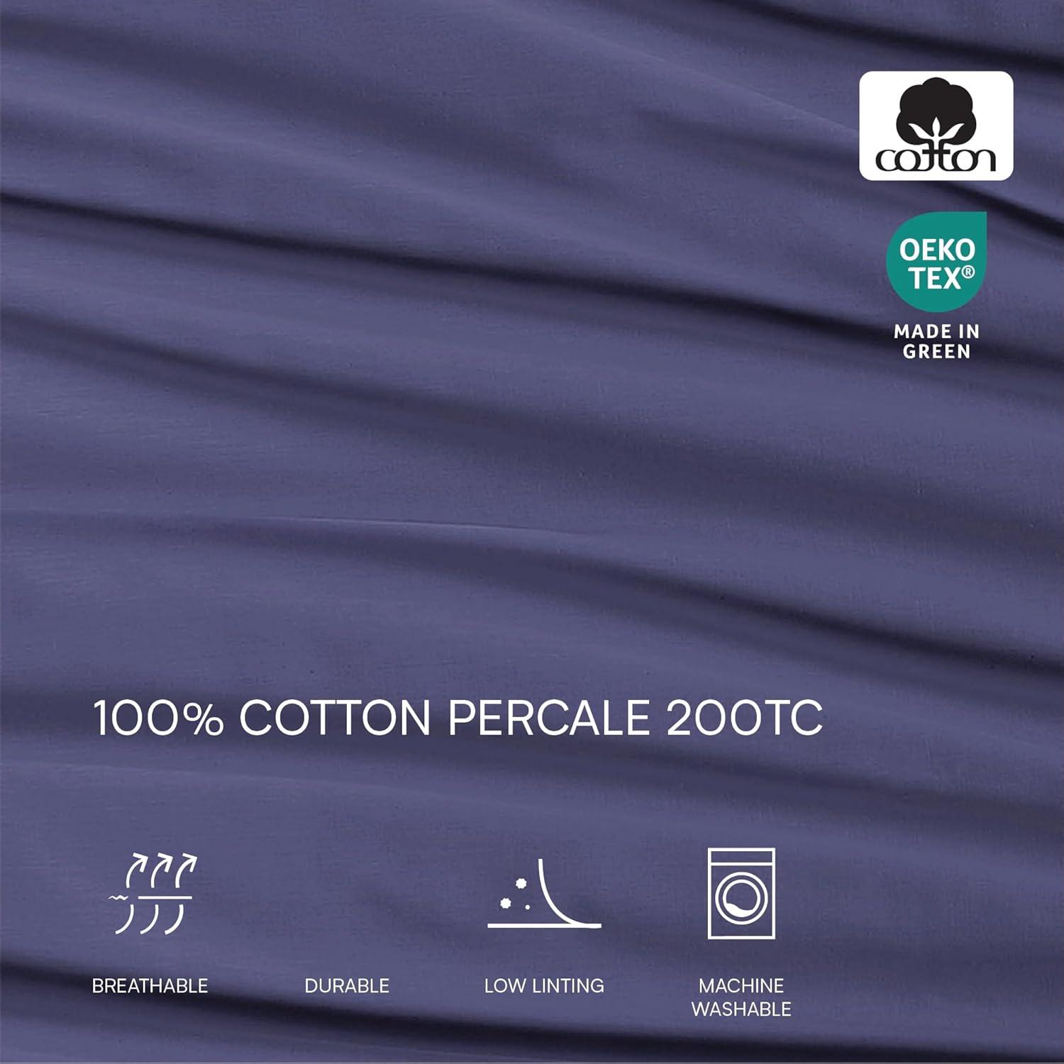 Lacoste Cotton Percale 200 Thread Count 100% Cotton Sheet Set