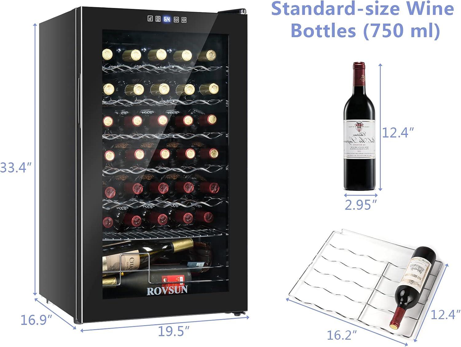 Ktaxon 34 Bottle Compressor Wine Cooler Freestanding Wine Fridge, Fast Cooling, Low Noise