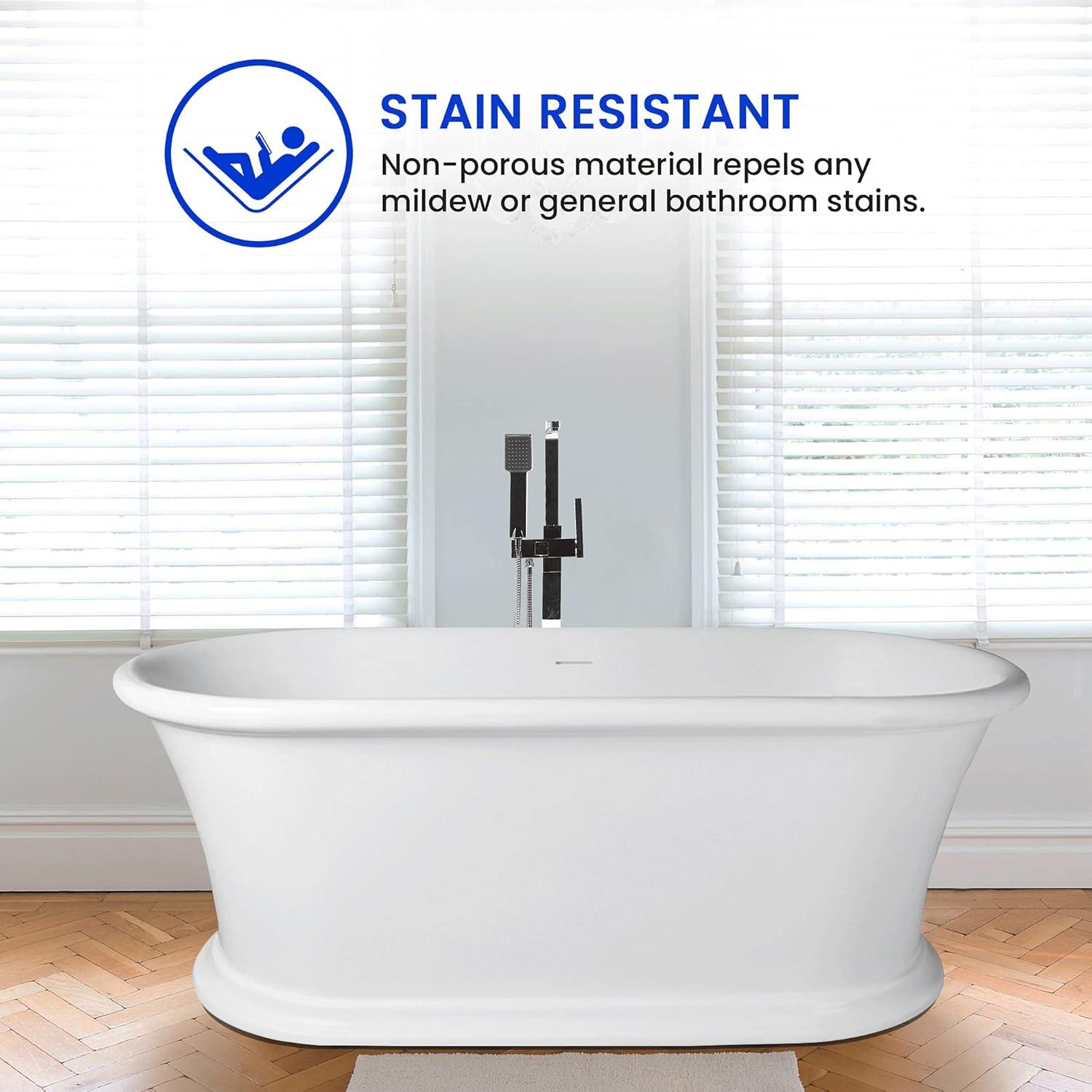 67'' White Acrylic Freestanding Oval Soaking Bathtub