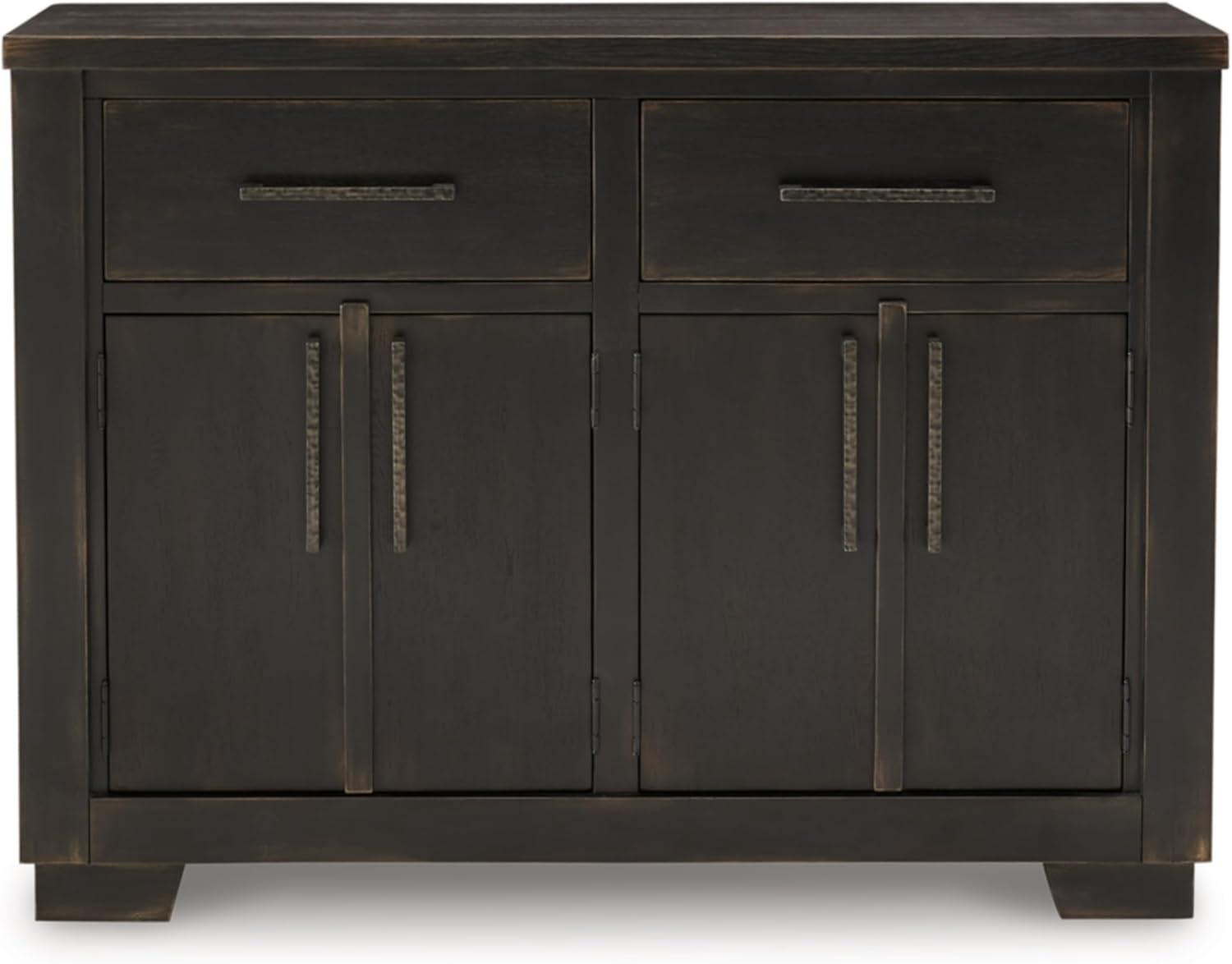 Black Modern Hardwood Dining Buffet with Adjustable Shelves