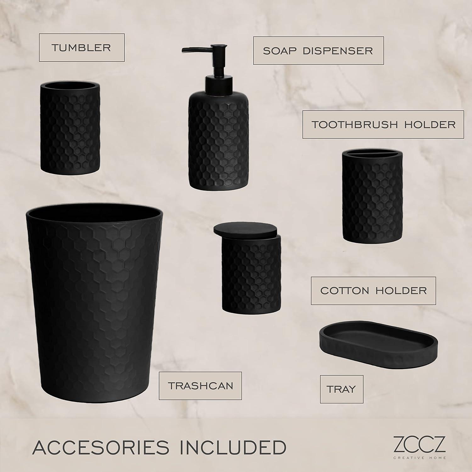 Black Honeycomb 6-Piece Resin Bathroom Accessories Set