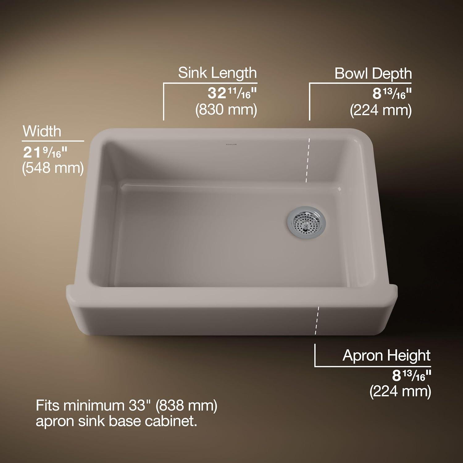 Whitehaven® 33" x 22" Self-Trimming Under-Mount Single-Bowl Kitchen Sink with Tall Apron