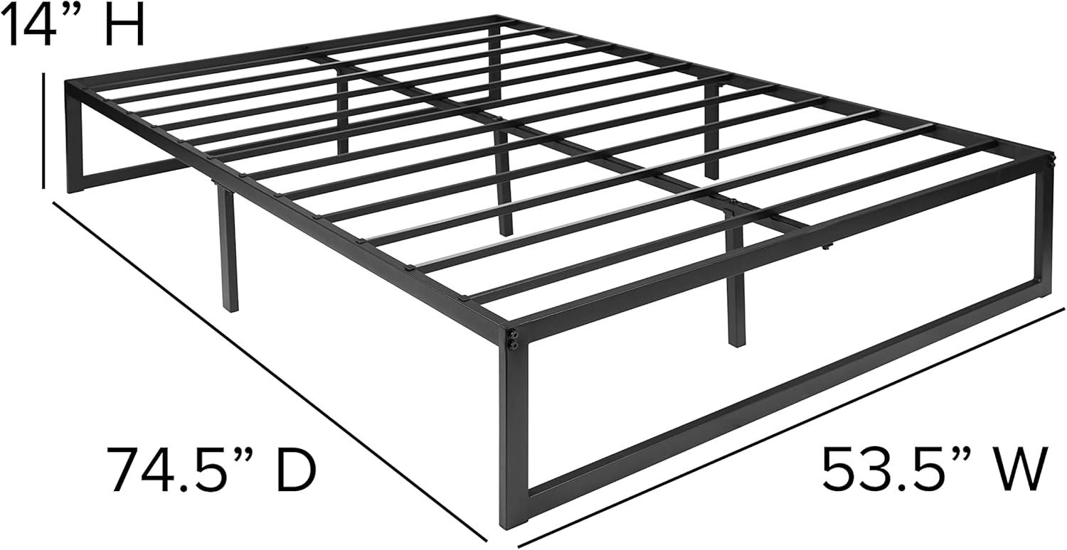 Flash Furniture Modern Steel Platform Bed Frame, Black, Full