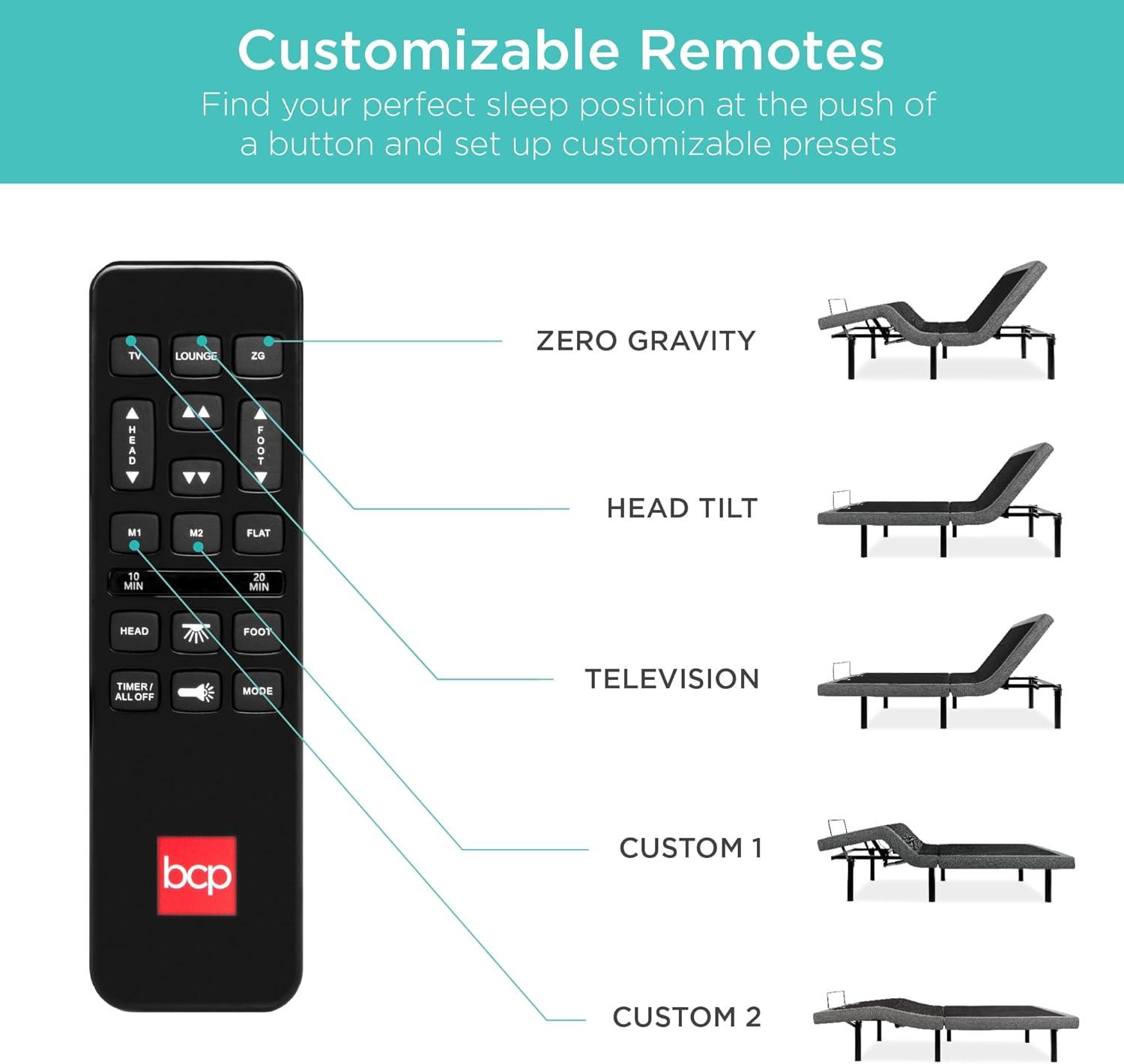 Best Choice Products Adjustable Bed Base for Stress Management with Massage, Remote Control, USB Ports