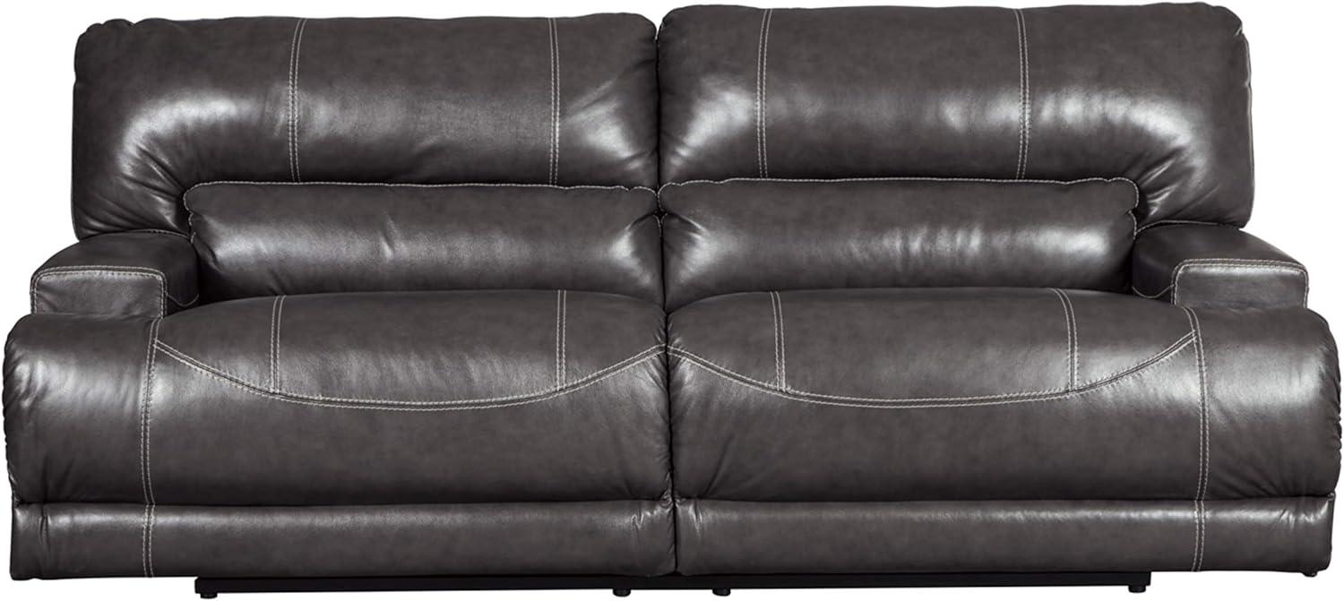 Signature Design by Ashley McCaskill Leather Power Reclining Sofa in Gray