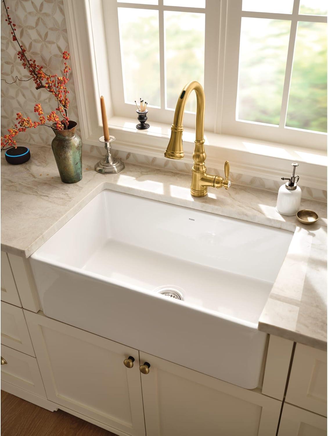 FC3319101810 Moen Fireclay 30" L X 19" W Farmhouse Kitchen Sink