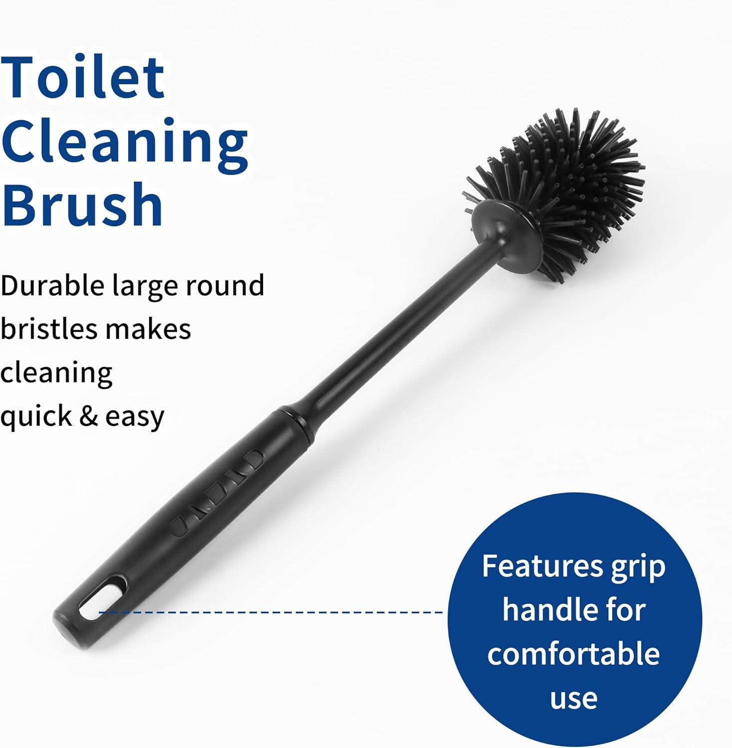 Toilet Plunger and Bowl Brush Combo for Bathroom Cleaning, Black, 1 Set