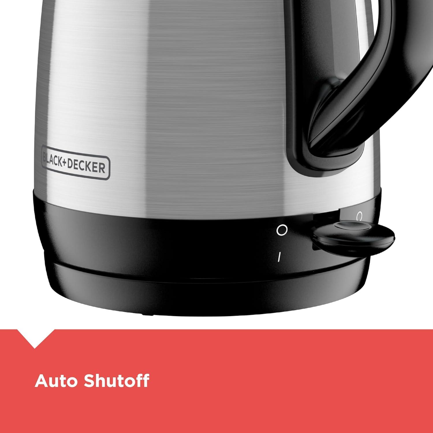 BLACK+DECKER 1.7 Liter Electric Cordless Kettle, Stainless Steel