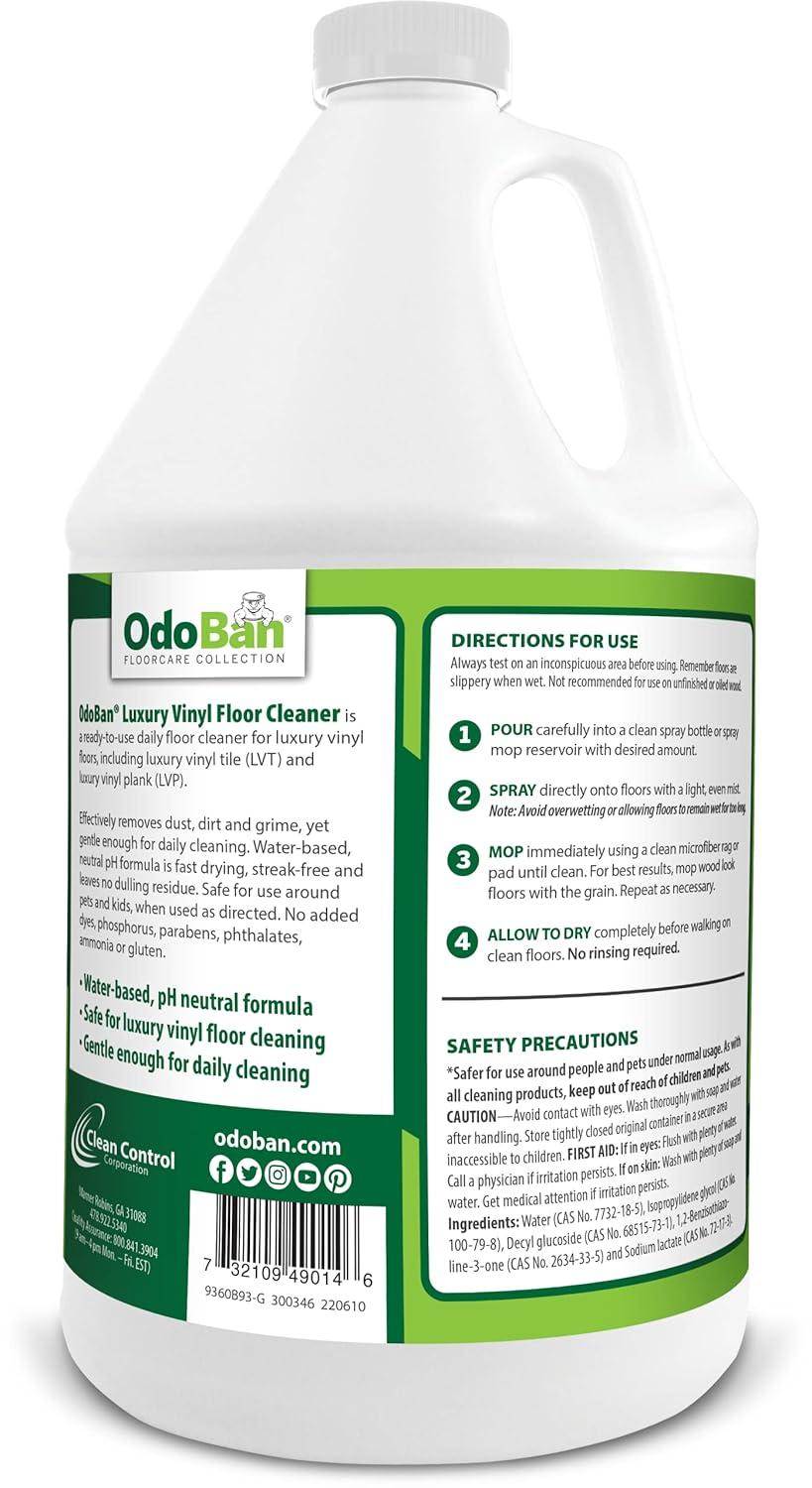 OdoBan Ready-to-Use Luxury Vinyl Floor Cleaner, Streak Free and Neutral PH Formula, 1 Gallon