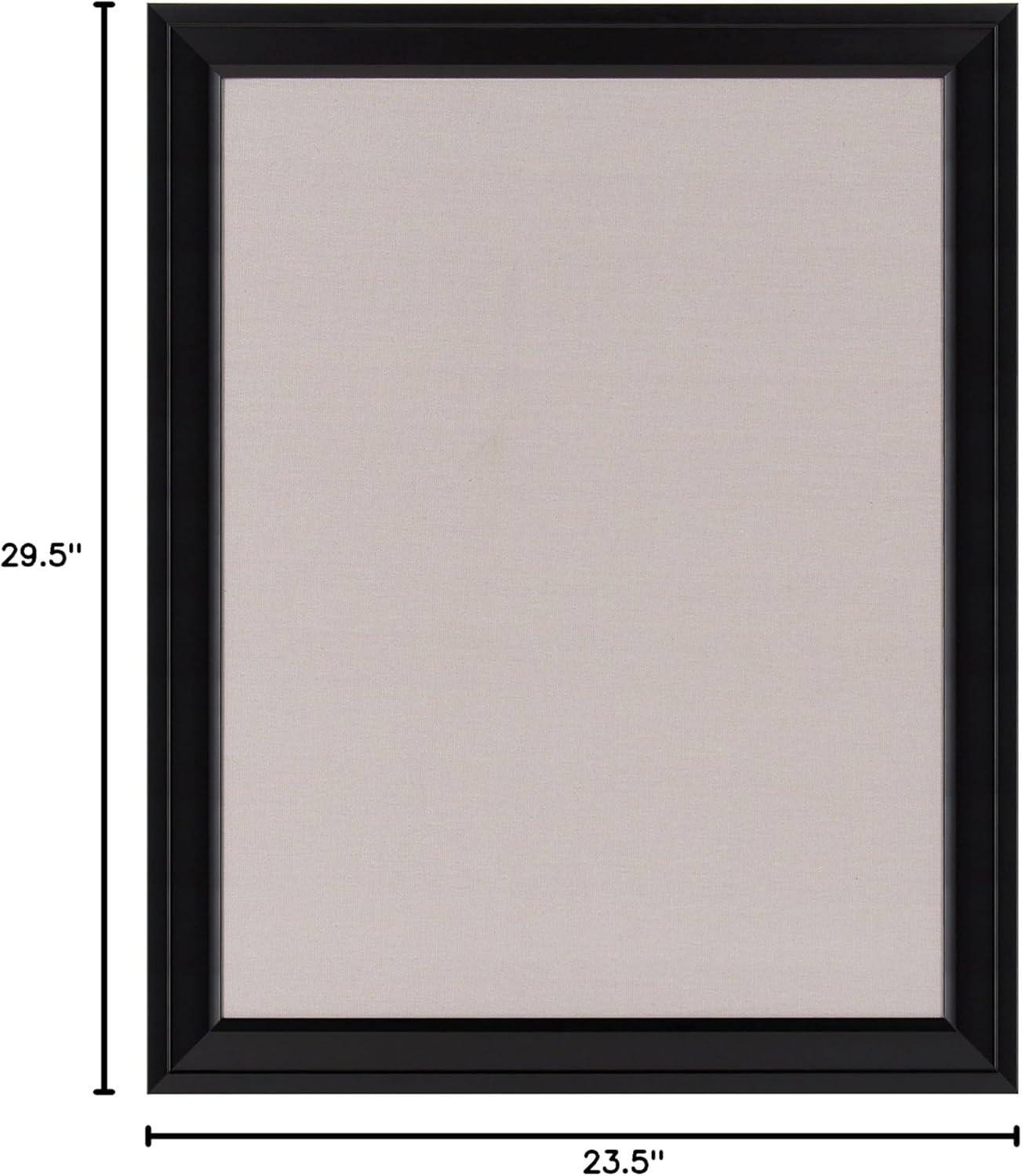 Black Framed Gray Linen Fabric Pinboard, 23.5 x 29.5