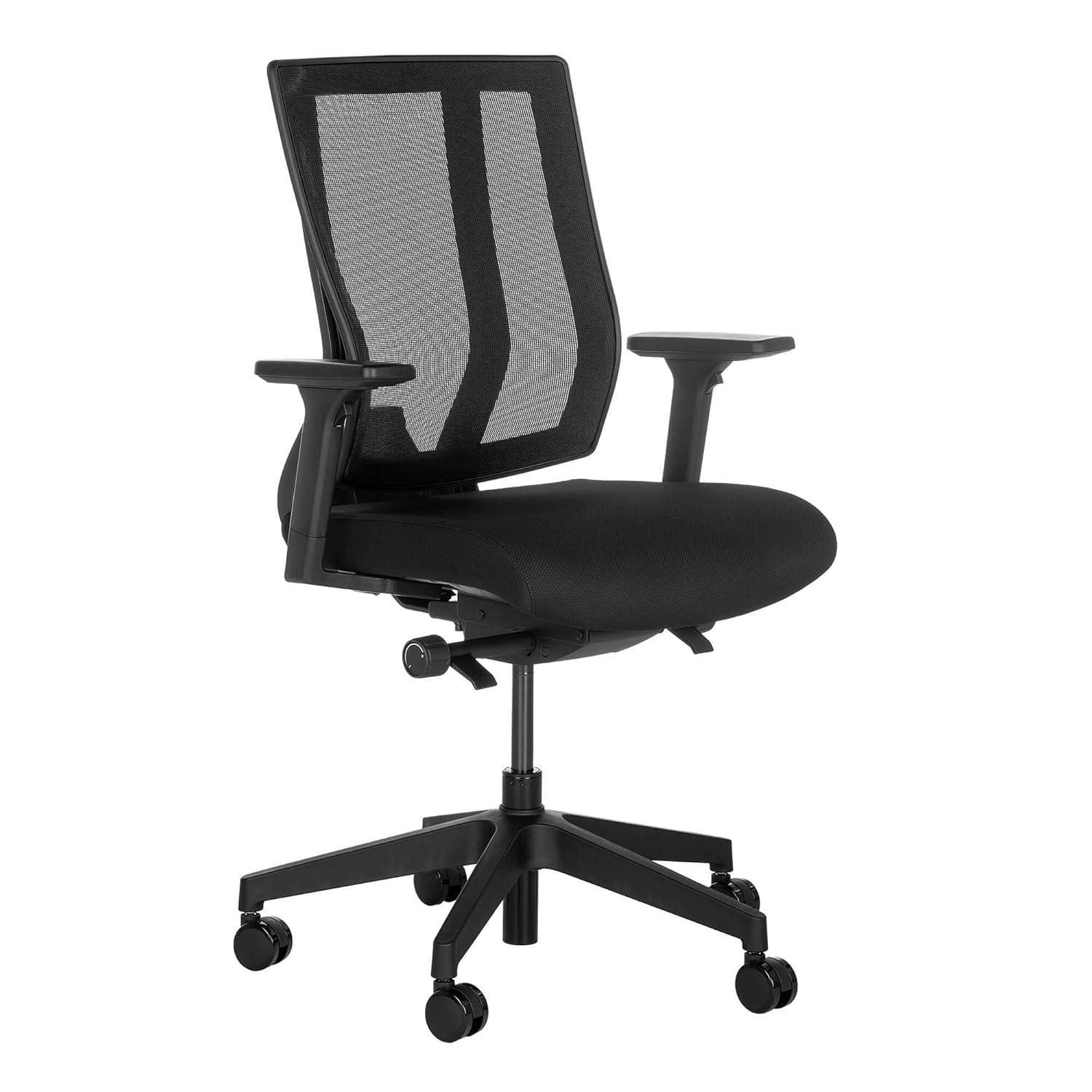 Vari Task Chair- Varidesk Comfortable Ergonomic Office Chair with Mesh, Armrests and Rolling Casters - Easy Assembly, 300lb Capacity - Lumbar and Back Support - Home Office Chair- Black