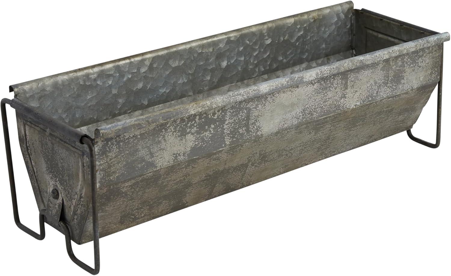 Rustic Farmhouse Metal Trough with Contemporary Legs and Distressed Zinc Finish