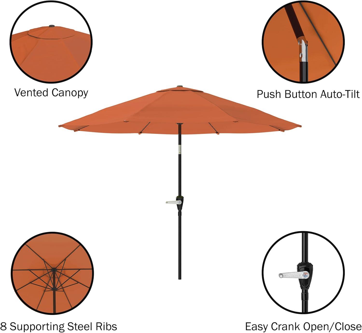 Pure Garden 10 Ft Patio Umbrella with Base, Orange