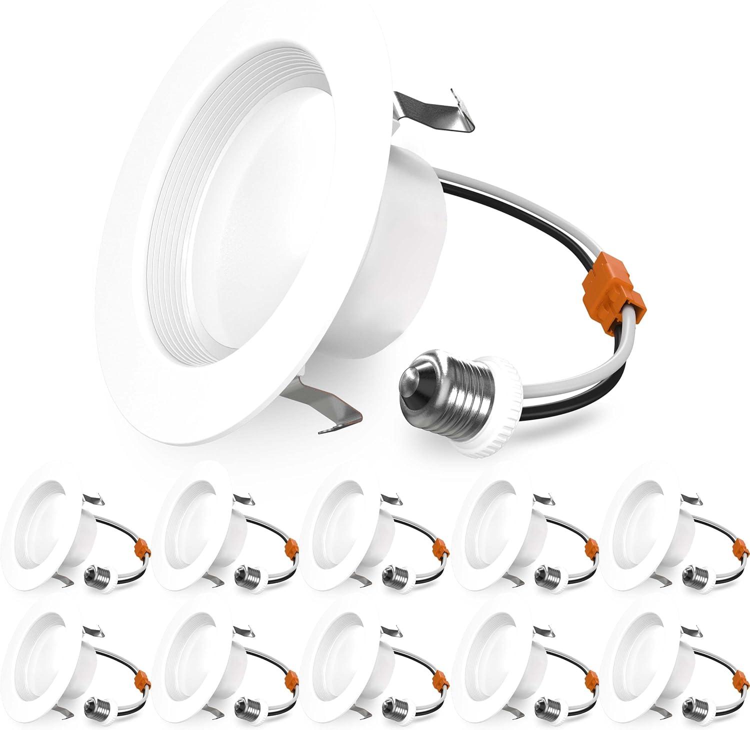 White 4" Dimmable LED Baffle Recessed Light, 10-Pack