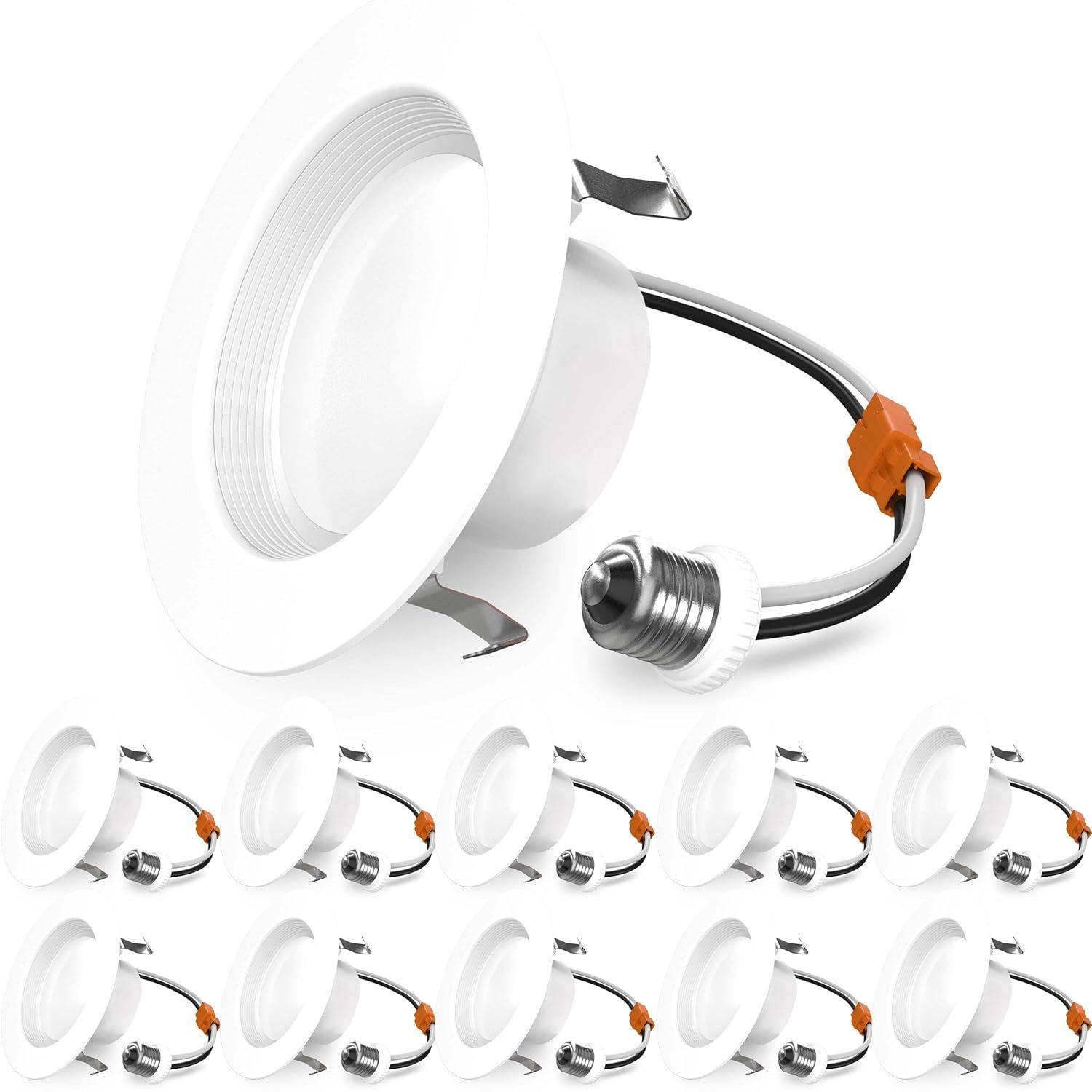 White 4" Dimmable LED Baffle Recessed Light, 10-Pack