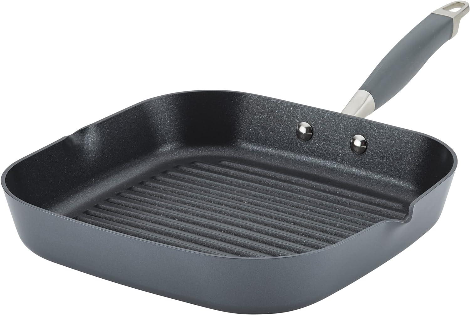 Anolon Anolon Advanced Home Hard Anodized Nonstick Deep Square Grill / Griddle Pan With Pour Spouts,11 Inch