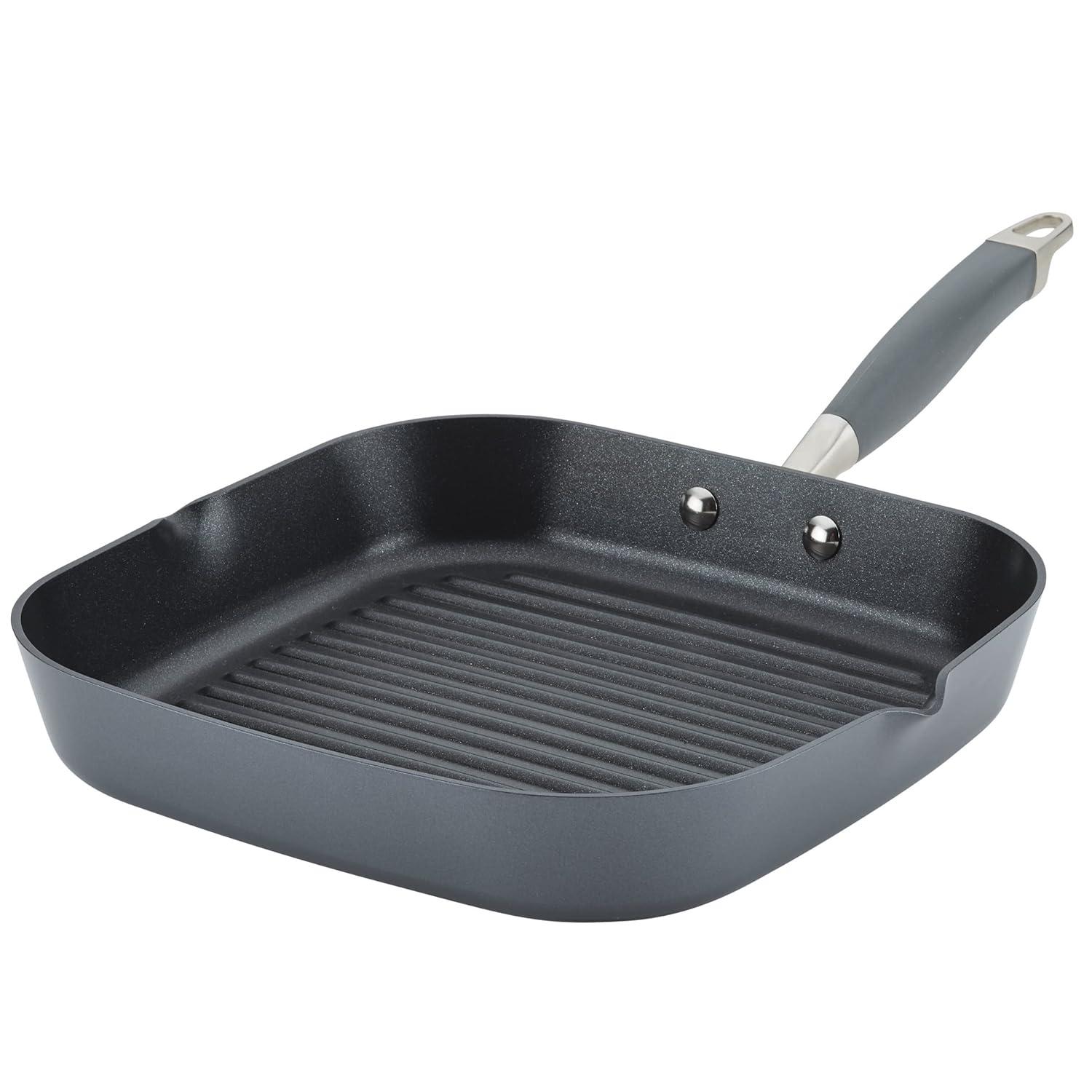 Anolon Anolon Advanced Home Hard Anodized Nonstick Deep Square Grill / Griddle Pan With Pour Spouts,11 Inch