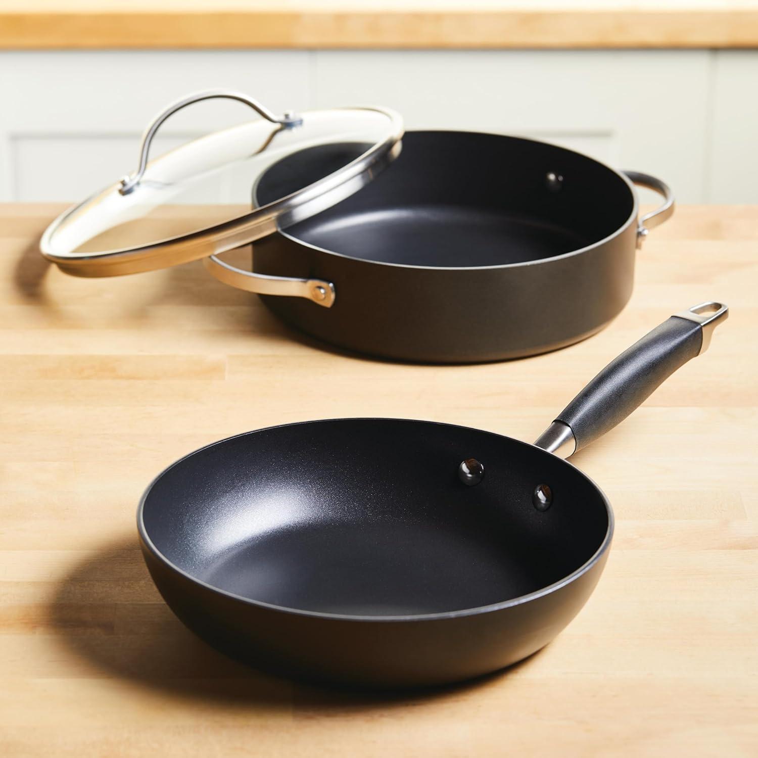 Anolon Advanced Home Hard Anodized Nonstick 3 Piece Cookware Set, Onyx