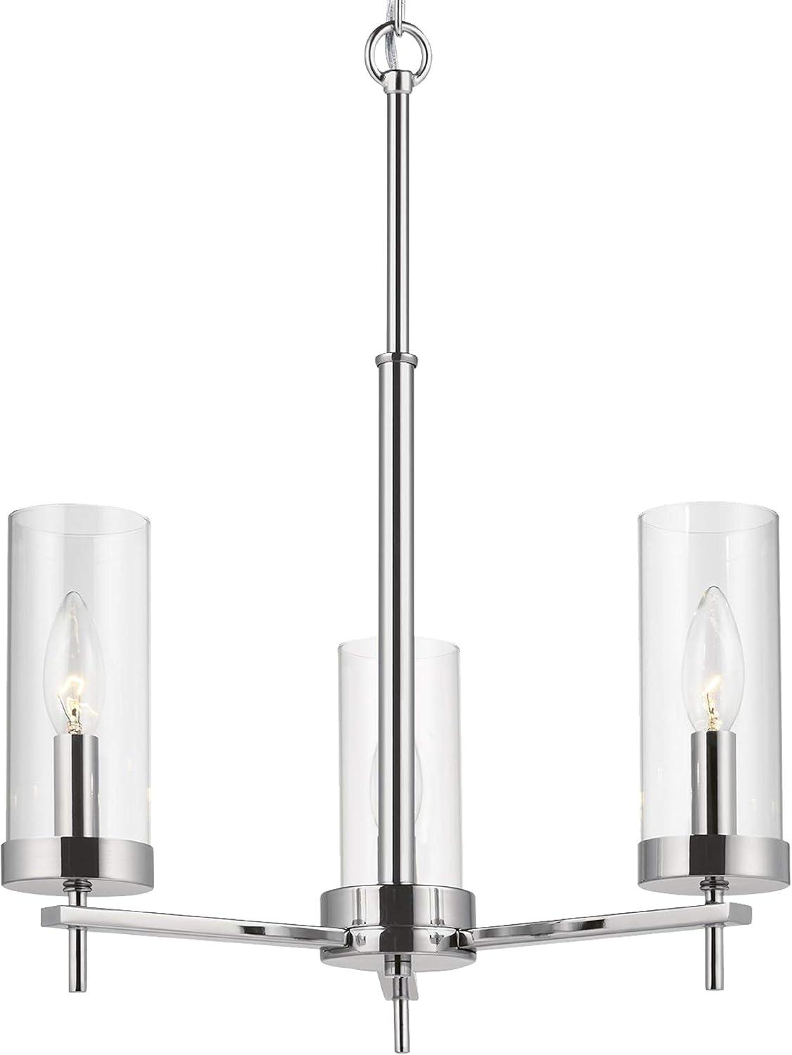 Zire Mini 3-Light Chrome Chandelier with Clear Glass Shades