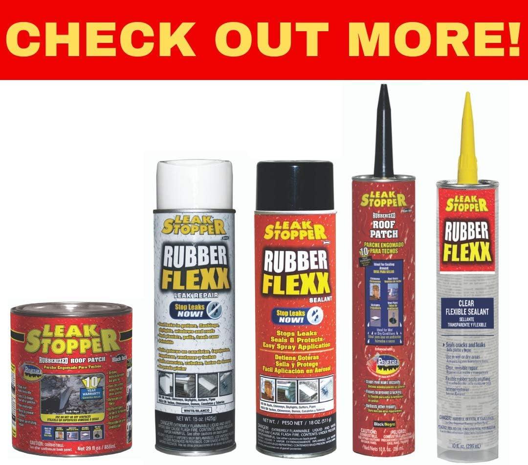 Leak Stopper Rubber Flexx - 15oz Waterproof Repair & Sealant Spray, Black, 1 Pack