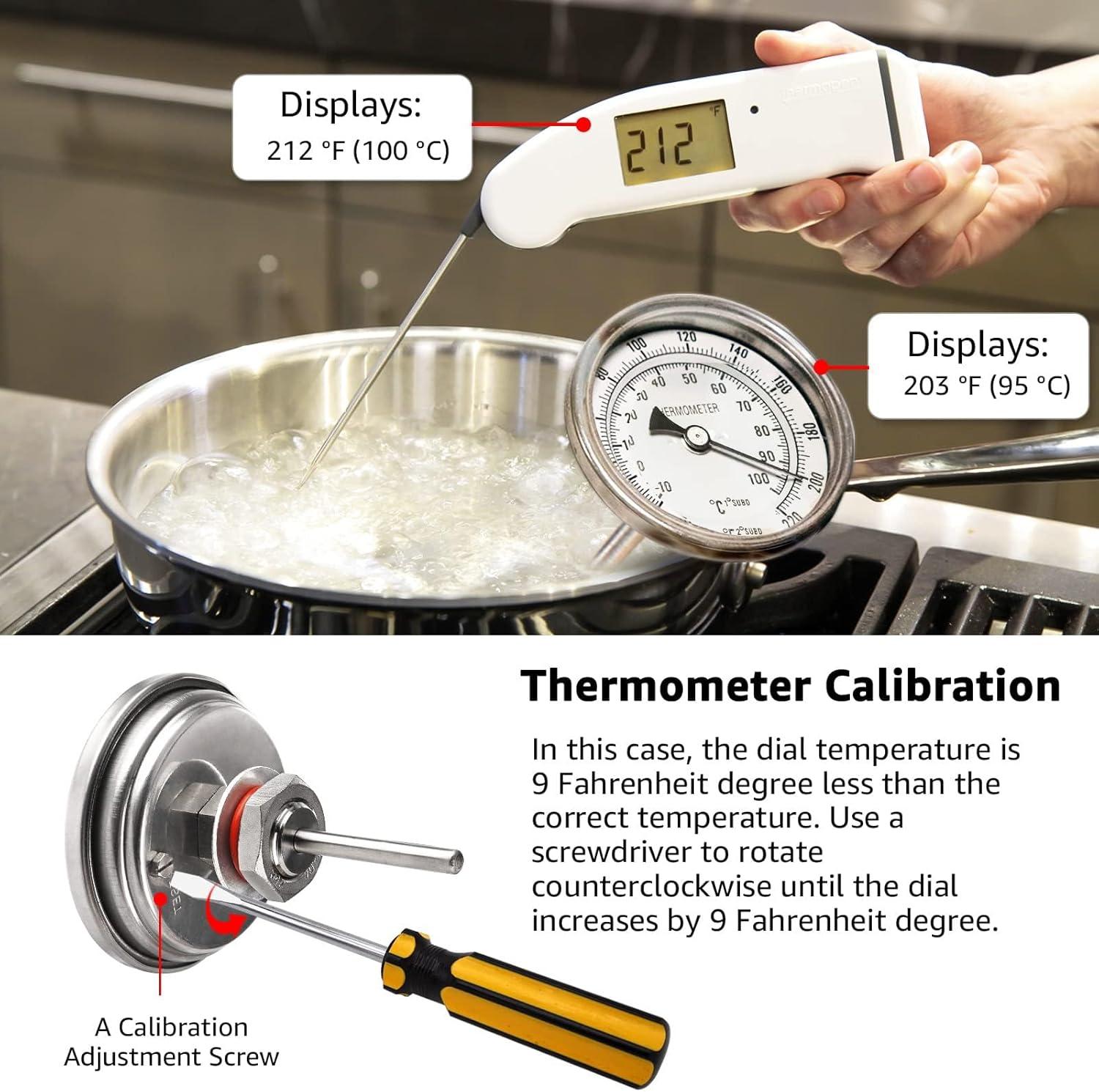 3" Dial 2" Probe FERRODAY 1/2 NPT Stainless Steel Thermometer Dial Thermometer 1/2 NPT Homebrew Kettle Thermometer Weldless w/O-Rings 0-220ºF Kettle Thermometer Stainless Steel Brew Pot Thermometer