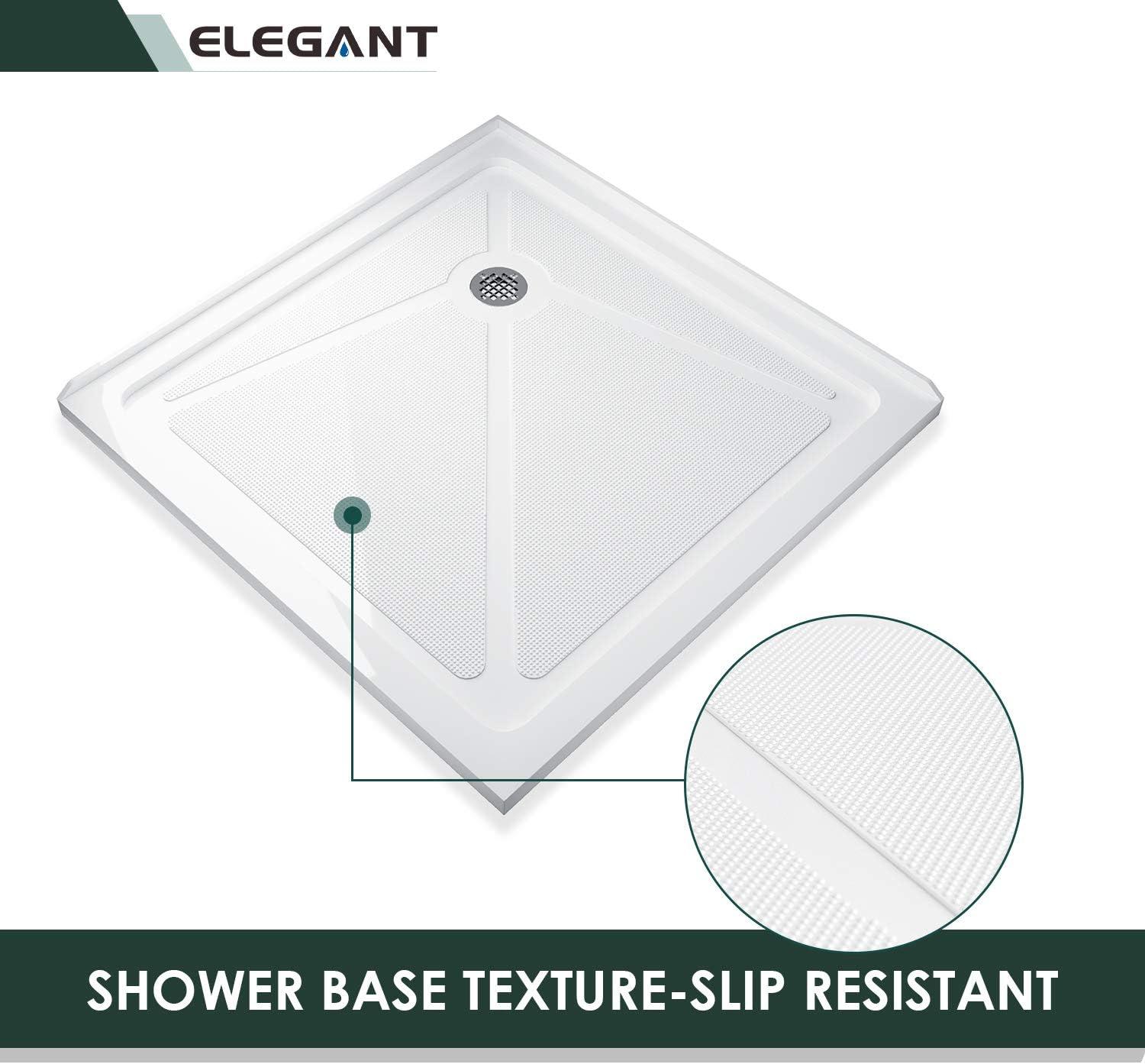 Elegant 36" W x 36" D Square Shower Pan with Shower Drain Assembly Incuded Shower Base in White