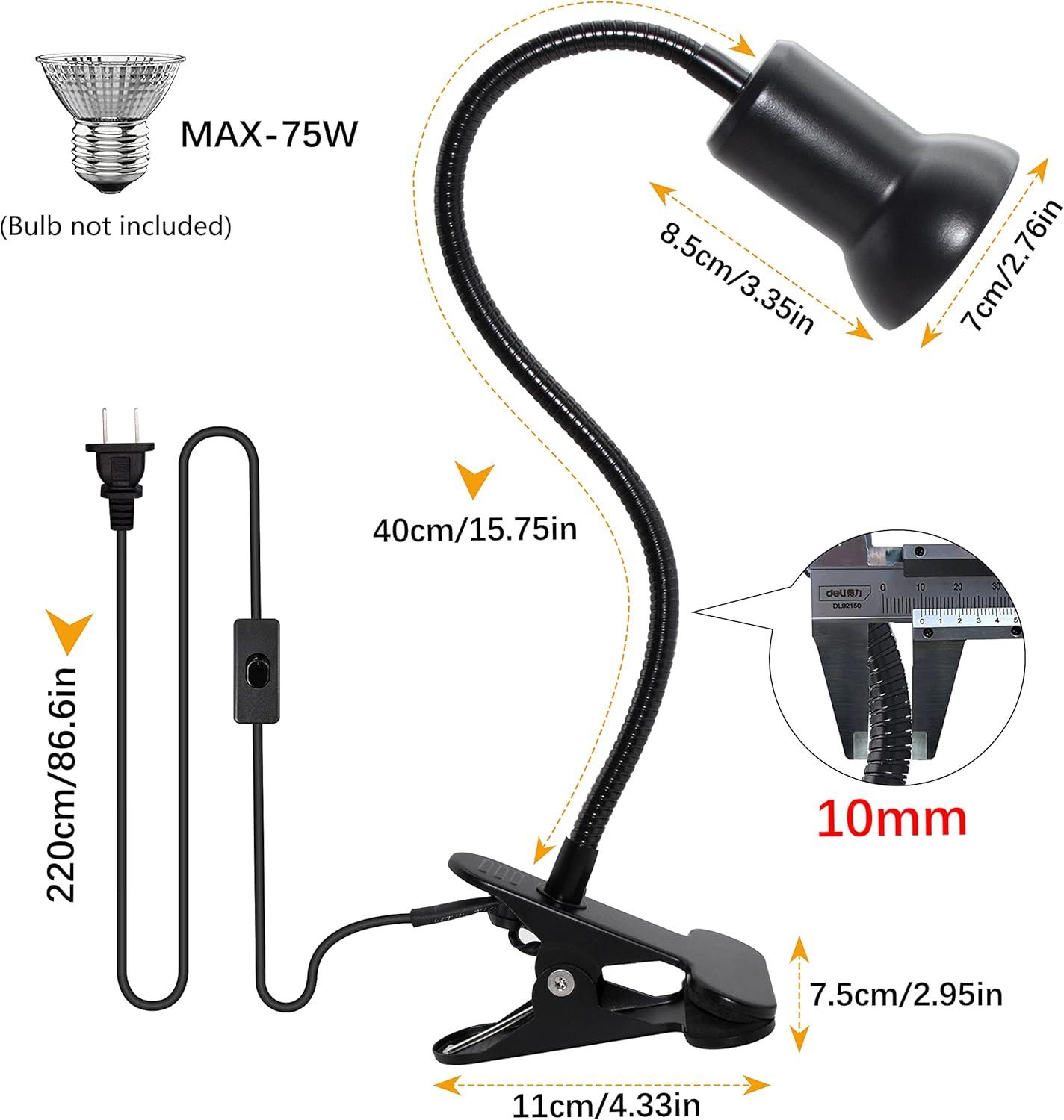 Black Adjustable Clip-On Gooseneck Lamp for Kids