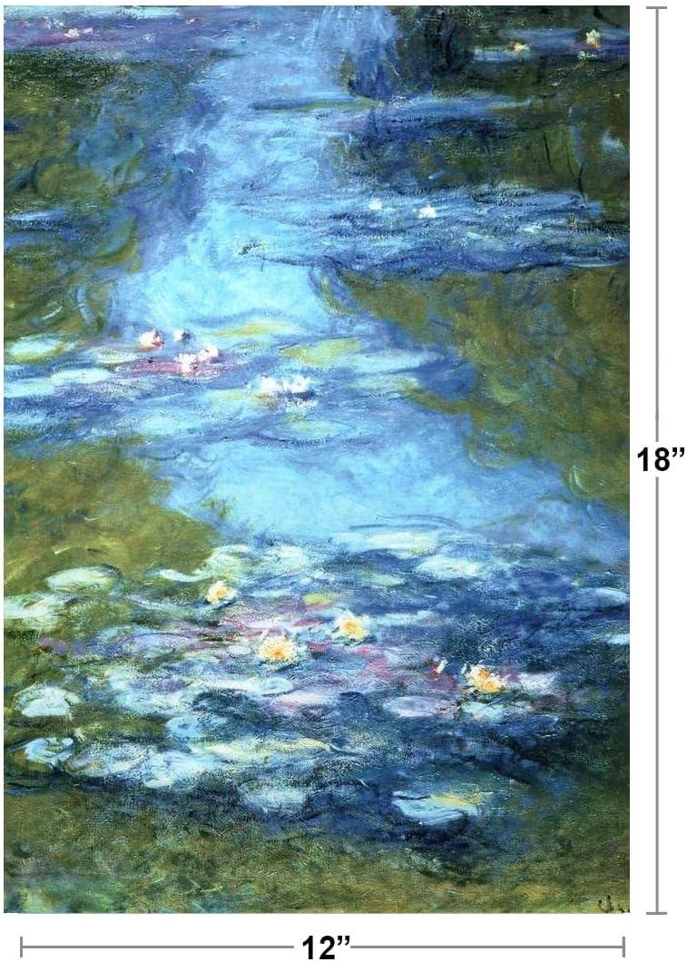 Claude Monet Water Lilies Poster Circa 1916 Flower Pond Painting Famous Artist French Impressionist Painter Artwork Art Items Floating Home Living Room Bedroom Cool Wall Art Print Poster 12x18