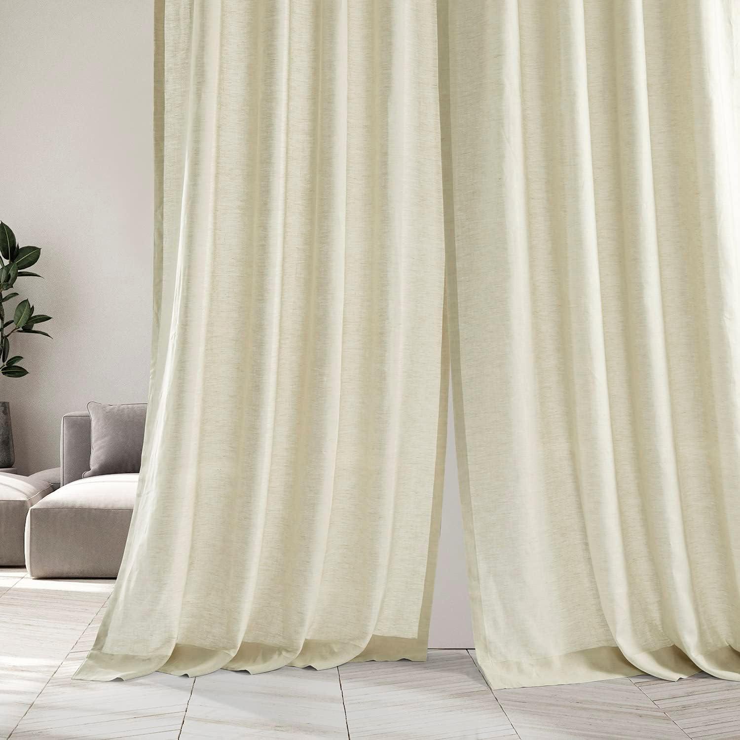 Exclusive Fabrics  Signature French Linen Sheer Curtain (1 Panel) 50 X 120 - Birch
