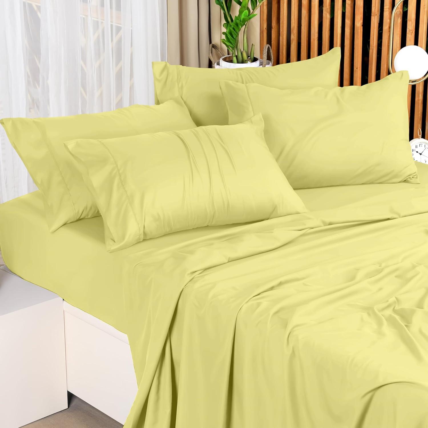 Utopia Bedding Queen Bed Sheets Set - 4 Piece Bedding - Brushed Microfiber - Shrinkage and Fade Resistant - Easy Care (Queen, Yellow)