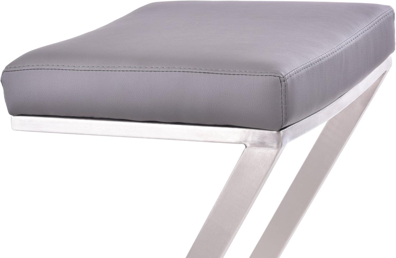 Armen Living Atlantis Backless Barstool, Brushed Stainless Steel Finish with PU Upholstery