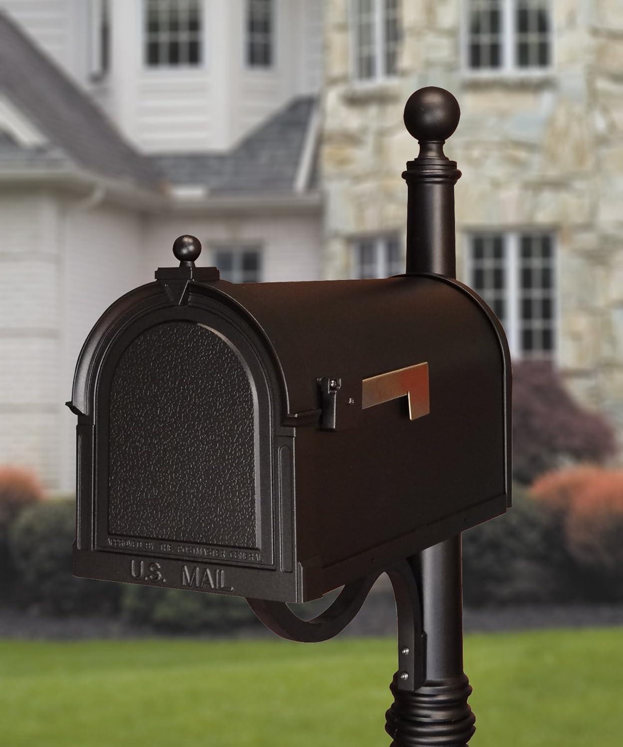 Black Aluminum Lockable Curbside Mailbox with Textured Panel