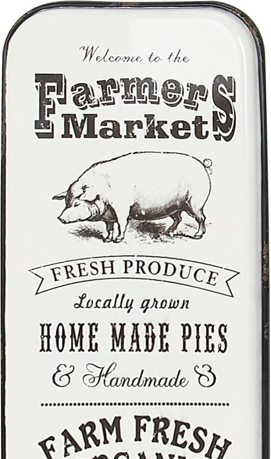 42" x 16" Vintage Country Iron Farmhouse Metal Sign Wall Decor Black - Olivia & May: Glazed White Rectangular Panel