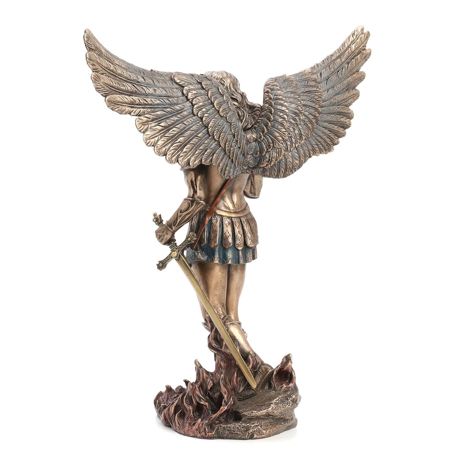 Trinx 11.42 inches Height Cold Cast Bronze  Archangel Saint Michael and the Dragon Bronze Finish Figurine