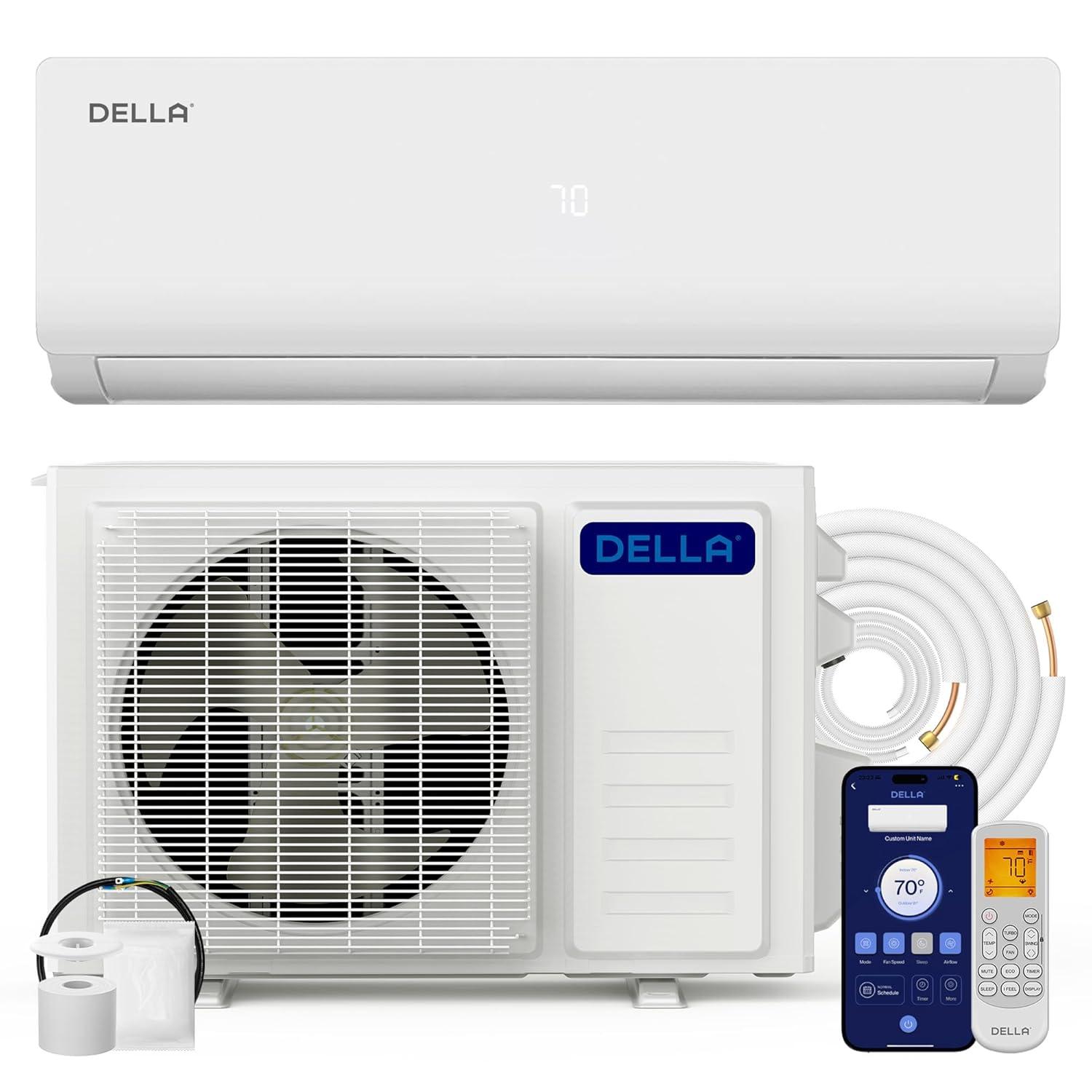 DELLA 36000 BTU Wifi Enabled 19 SEER Cools Up to 2500 Sq.Ft 230V Energy Efficient Mini Split Air Conditioner & Heater Ductless Inverter System, with 3 Ton Heat Pump