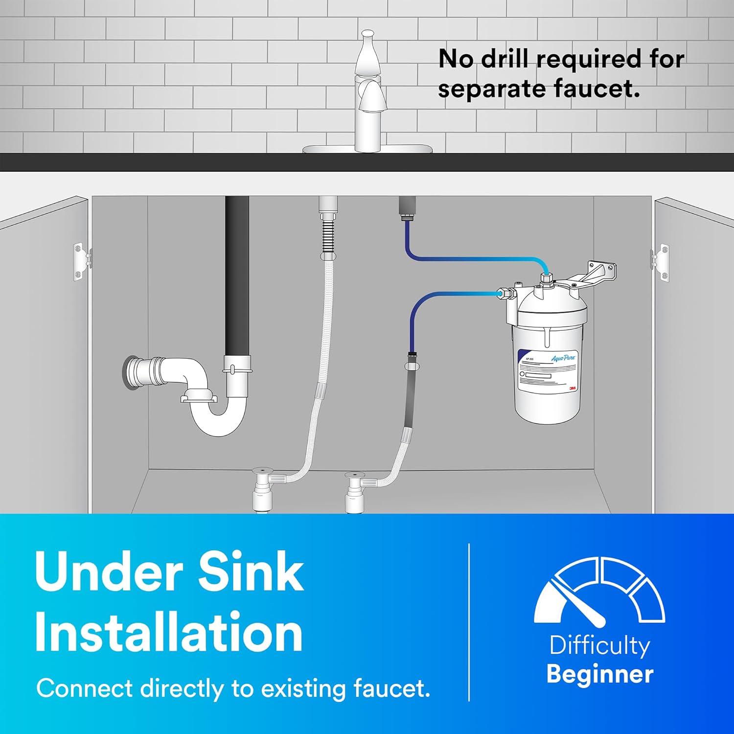 3M Aqua-Pure Under Sink Water Filter System AP200, Full Flow