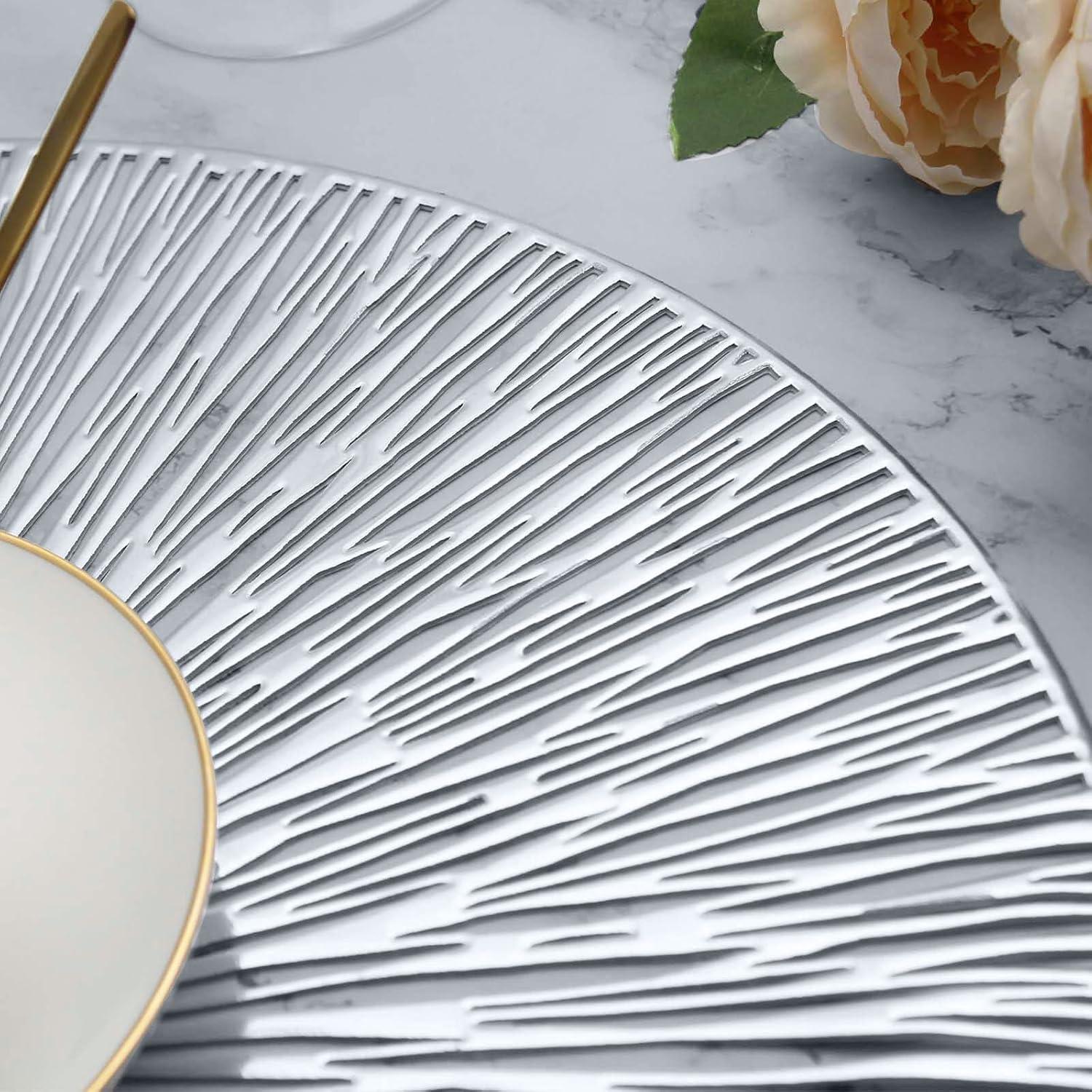 Silver Radial Circle Vinyl Placemats Set of 6