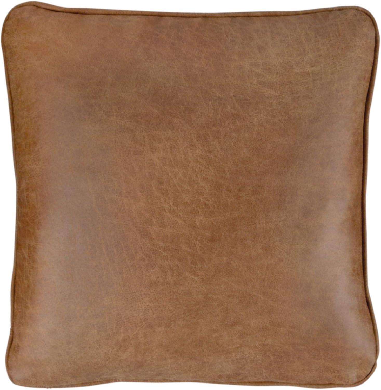 20" Brown Faux Leather Square Throw Pillow