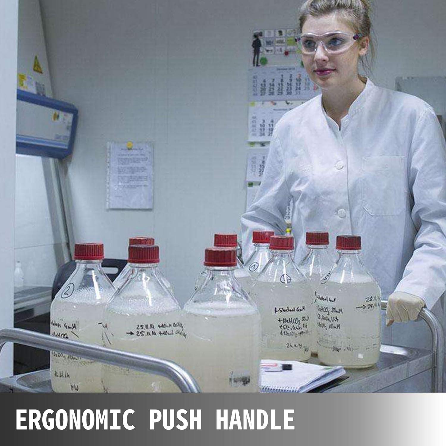 VEVOR Lab Rolling Cart, 2-Shelf Stainless Steel Rolling Cart, Lab Serving Cart with Swivel Casters, Dental Utility Cart for Clinic, Lab, Hospital, Salon, 15.16"x21.57"x34.06"