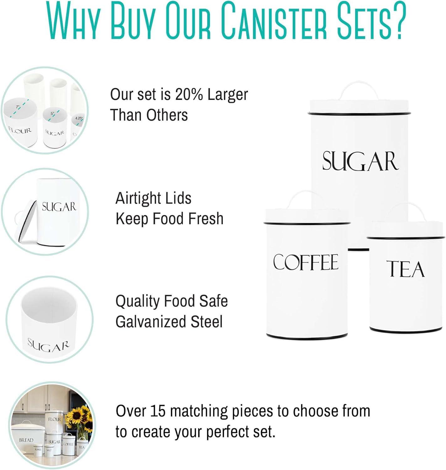 Outshine Co Outshine Farmhouse Nesting Kitchen Canister Set Perfect for Flour Coffee Tea Sugar (Set of 4)