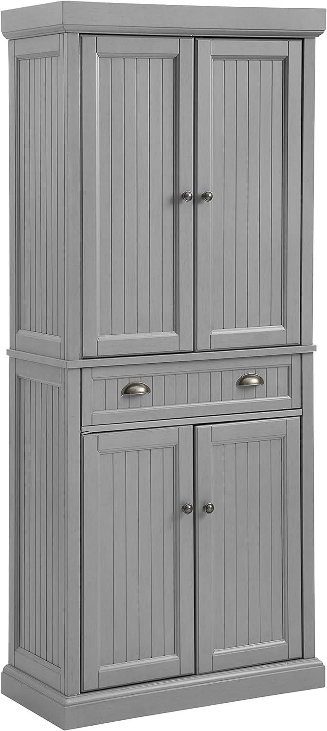 Seaside Distressed Gray 72'' Coastal Kitchen Pantry