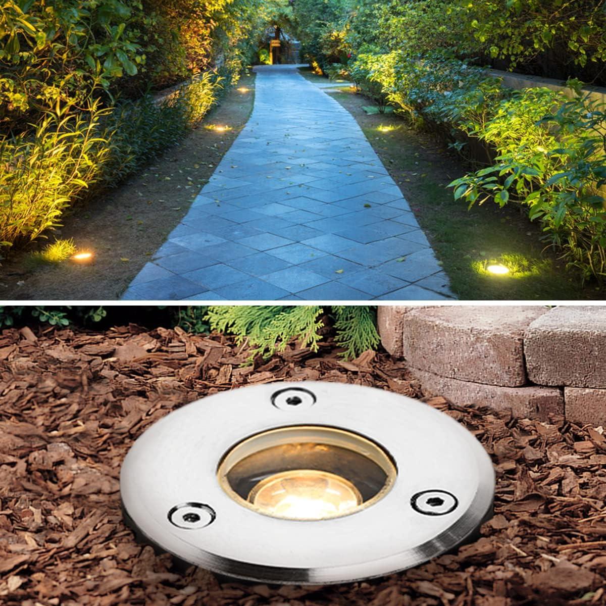 EAGLOD LED Low Voltage Landscape Lights With Connectors 1W Well Lights, 12V-24V In-Ground IP67 Waterproof 3000K Soft Warm White 100 Lumen for Up Lighting Garden Plant, Driveway (12 Pack)