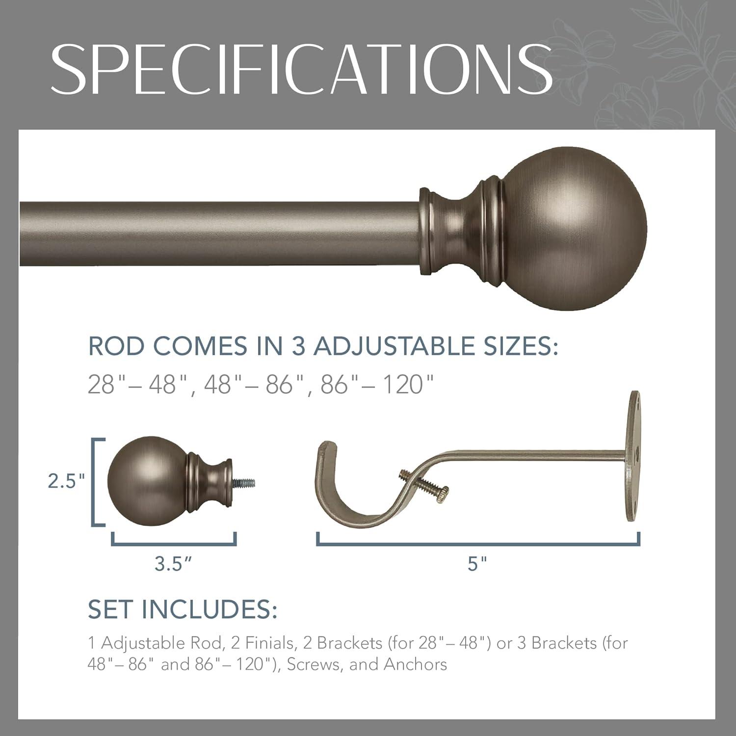 Alcott Hill® Darion Adjustable Single Curtain Rod with Globe Ball Finial