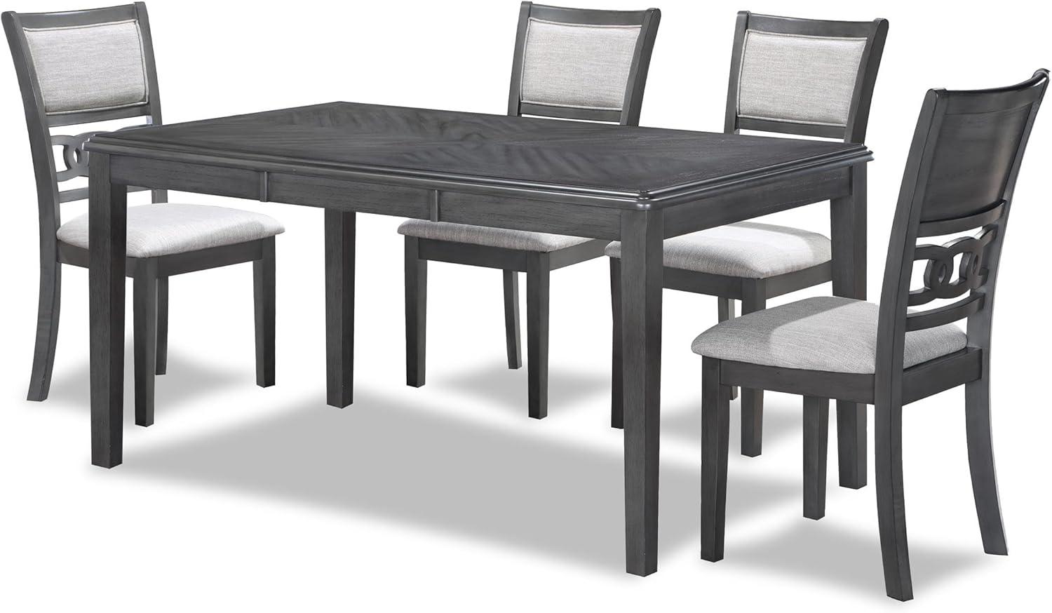 New Classic Gia 60" 5-Piece Rectangle Wood Dining Set with 4 Chairs in Gray